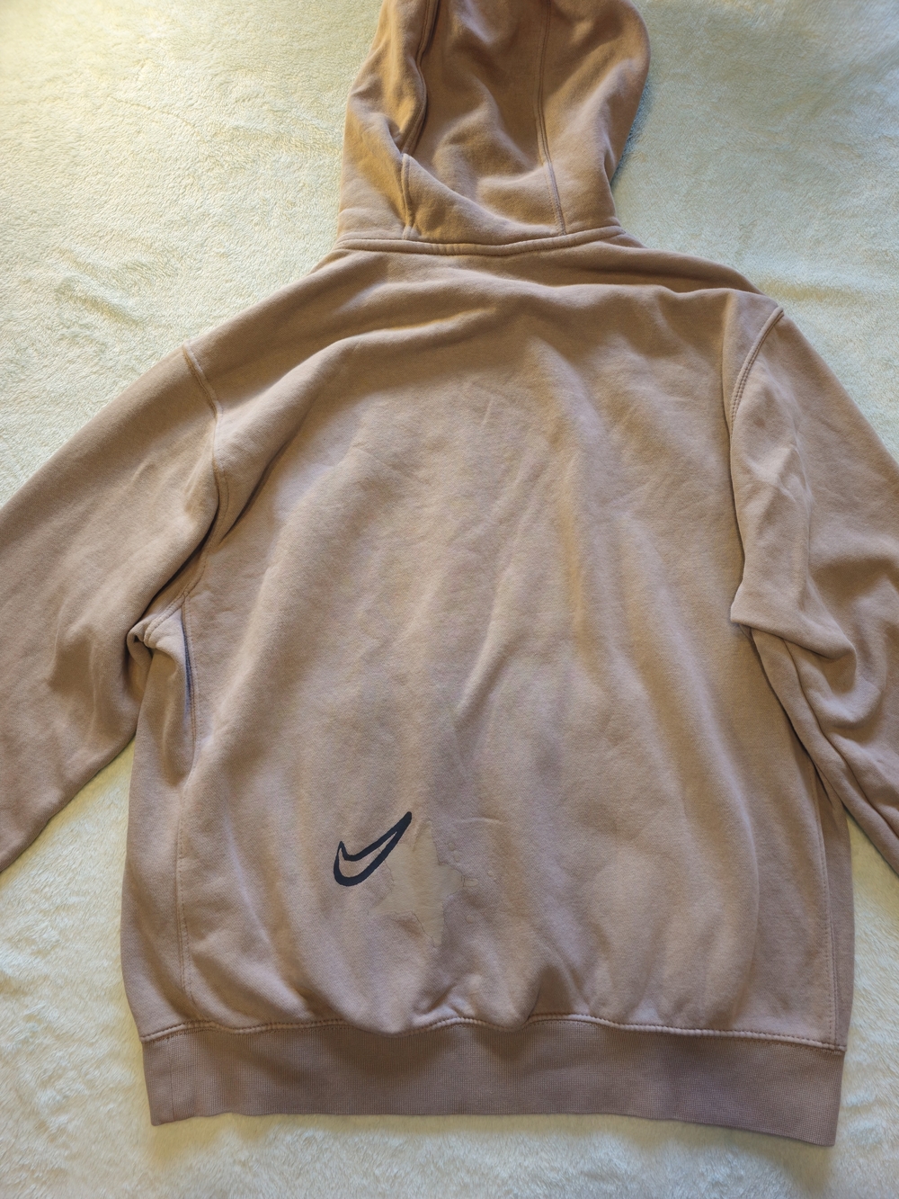 Nike Taupe Mixed-Media Logo Hoodie - Picture 6 of 9